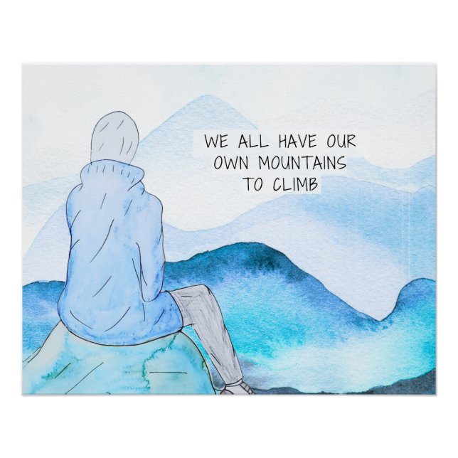 Poster Montagnes Pour Grimper Aquarelle Art Imprimer (Devant)