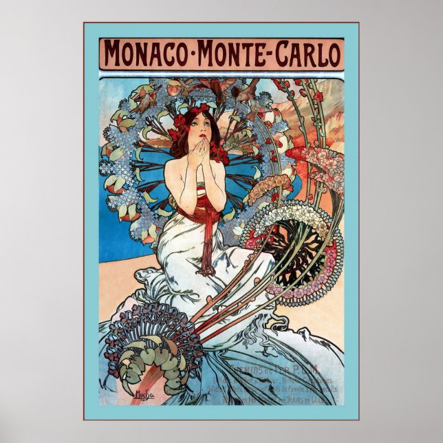 Poster Monte-Carlo ~ Alphonse Mucha (Devant)
