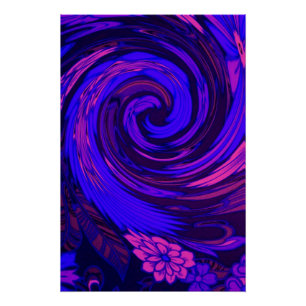 Poster Montée subite florale rose fluorescente
