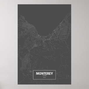 Poster Monterey, California (white on black)