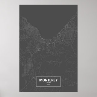Poster Monterey, California (white on black)