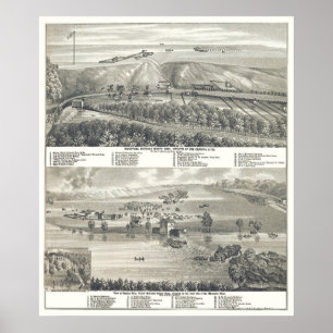 Poster Montevideo, carte panoramique de manganèse - 1874