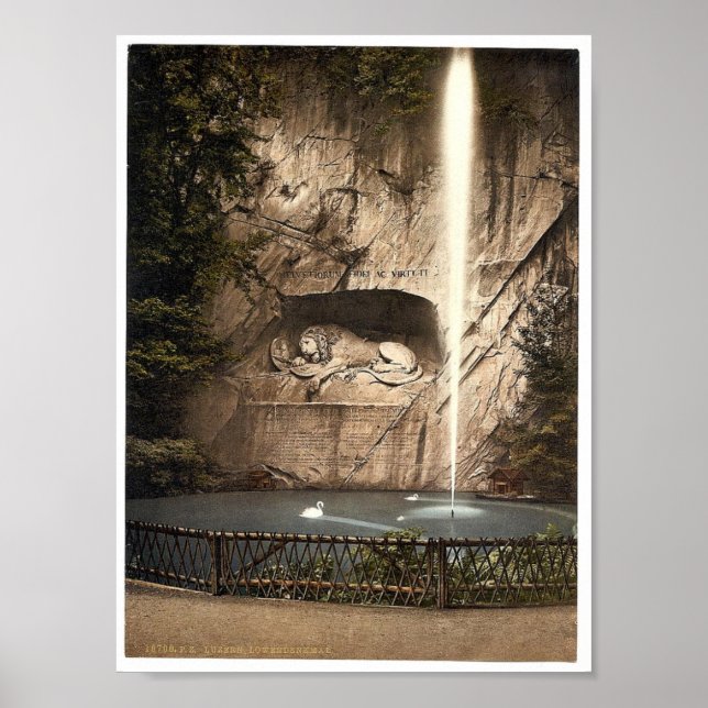 Poster Monument aux lions, fontaine, Lucerne, Suisse (Devant)