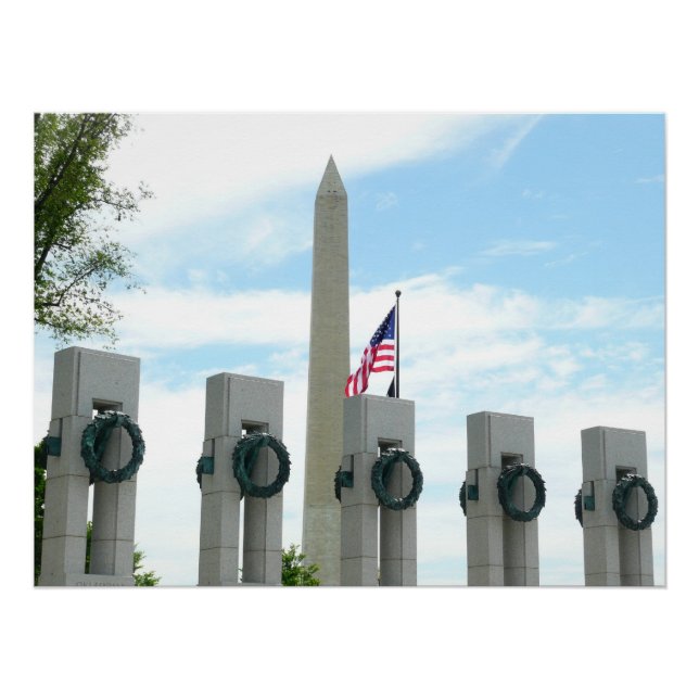 Poster Monument Washington et mémorial de la Seconde Guer (Devant)
