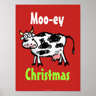 Poster Moo-ey Noël Funny Cow