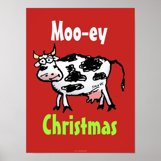 Poster Moo-ey Noël Funny Cow (Devant)