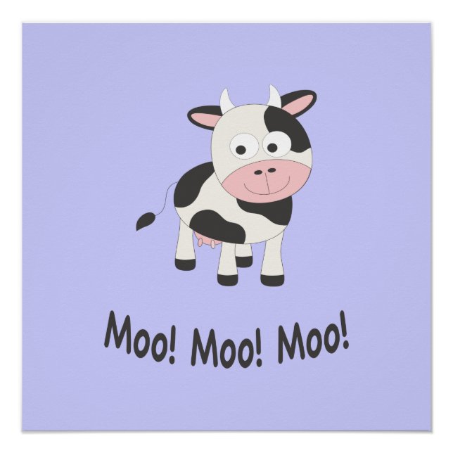 Poster Moo Moo Moo Cute Cartoon Vache (Devant)