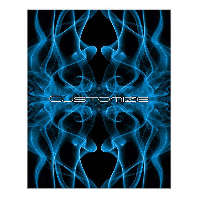 Poster Moody Blue Smoke Custom Abstract Art (Devant)