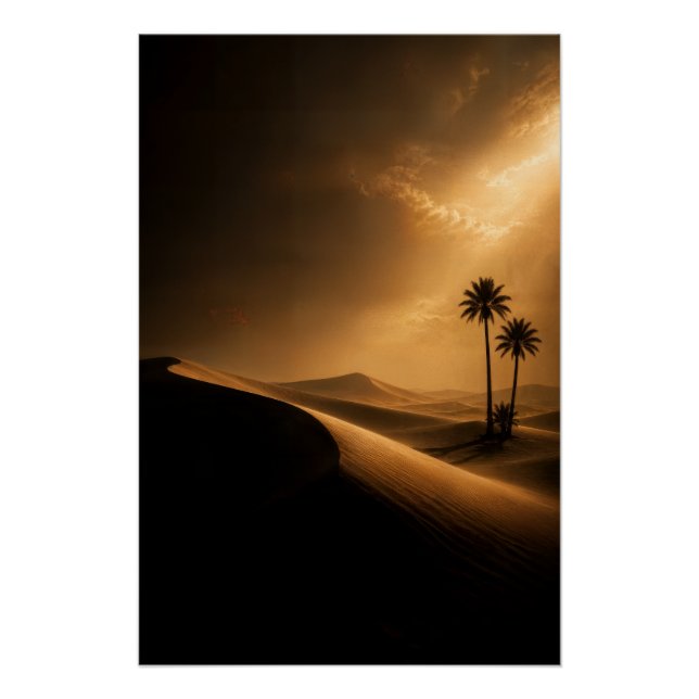 Poster Moody Desert Dunes & Palms (Devant)