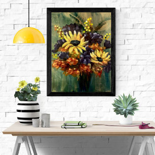 Poster Moody Floral Bouquet Sunflower Art