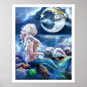 Poster Moon and Mermaid