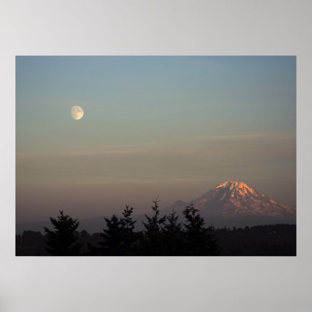 Poster Moon and Mount Ranier at  (Devant)