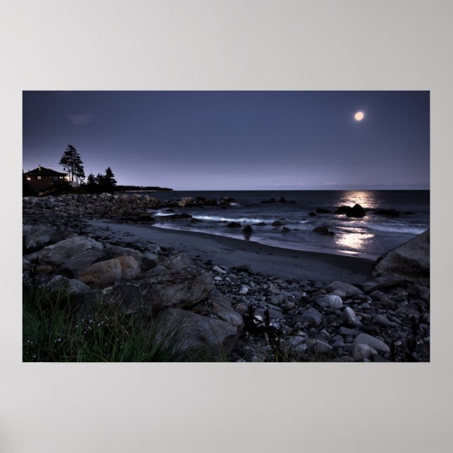 Poster Moon Lit White Point Beach art (Devant)