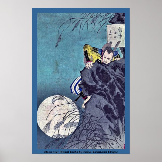 Poster Moon over Mount Inaba by Taiso, Yoshitoshi Ukiyoe (Devant)