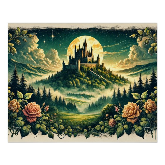 Poster "Moonlit Castle Dreamscape" Imaginaire enchanté (Devant)
