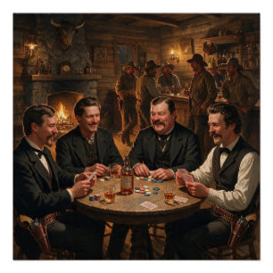 Poster Morgan Wyatt Virgil Earp Doc Holiday Jouant au Pok