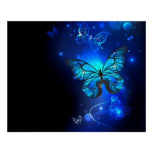 Poster Morpho Butterfly in the Dark Background