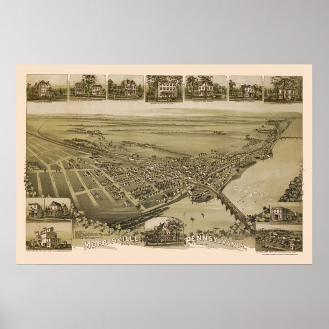 Poster Morrisville, PA Carte panoramique - 1893 (Devant)