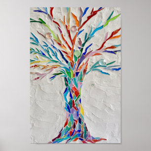 Poster Mosaic Arbre Arc-en-ciel