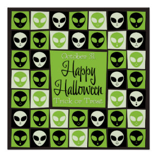 Poster Mosaïque alien d'Halloween