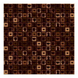 Poster Mosaïque de café funky