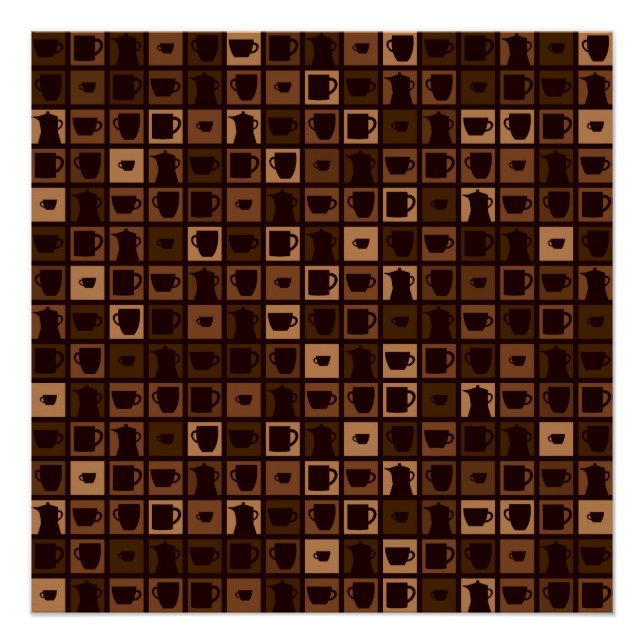 Poster Mosaïque de café funky (Devant)