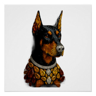 Poster Mosaïque de pierres précieuses de Doberman Art de