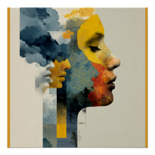 Poster Mosaïque de profil stratifié Mindscape Glow