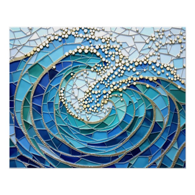 Poster Mosaïque Mer de Vagues Art (Devant)