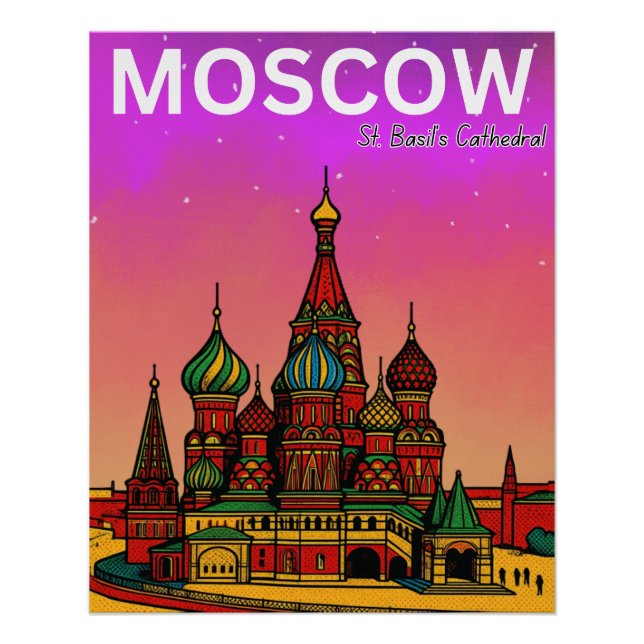 Poster Moscou Russie Cathédrale Saint-Basile voyage  (Devant)