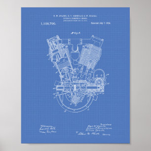 Poster Moteur de combustion interne Modèle de brevet 1914