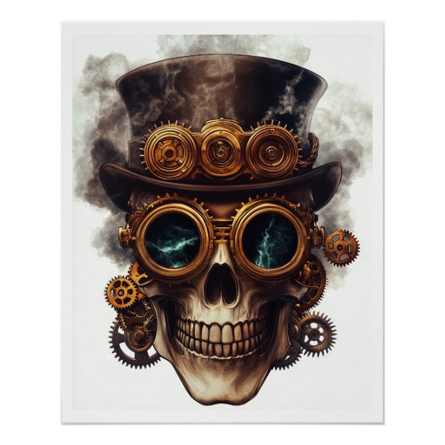 Poster Moteur de crâne Steampunk (Devant)