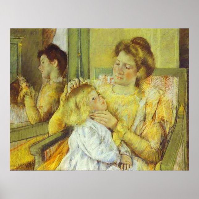 Poster Mother Combing Her Child's Hair. 1901, Mary Cassat (Devant)