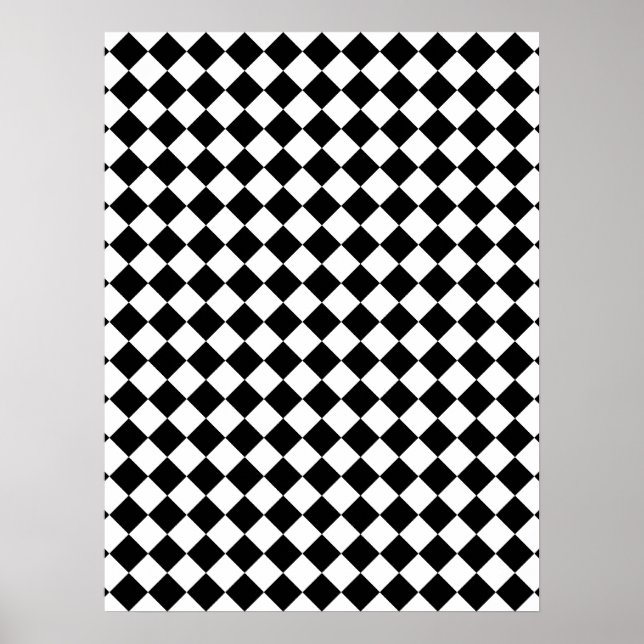 Poster Motif à carreaux noir et blanc (Devant)