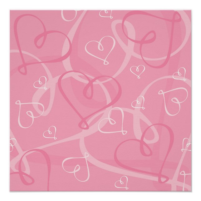 Poster Motif à coeur rose (Devant)