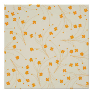 Poster Motif à fleurs les années 70 beige orange rétro Y2