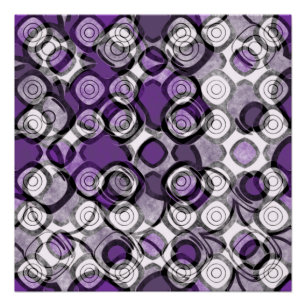 Poster Motif abstrait de cercles violets, gris et noirs