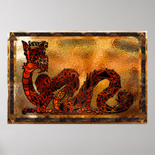Poster Motif asiatique dragon chinois