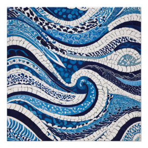 Poster Motif blanc bleu 05