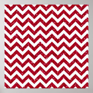 Poster Motif chevron pailleté rouge