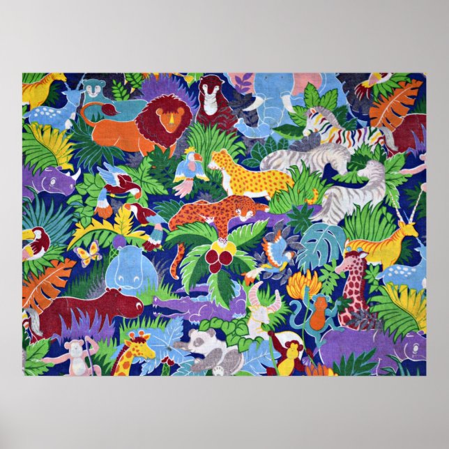 Poster motif coloré pour animaux Safari (Devant)