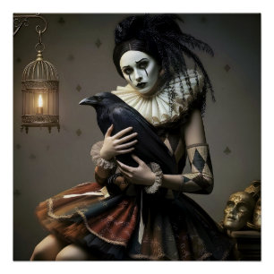 Poster Motif corbeau romantique sombre