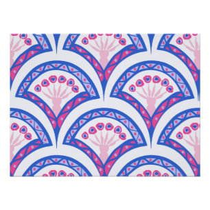 Poster motif damassé floral bleu