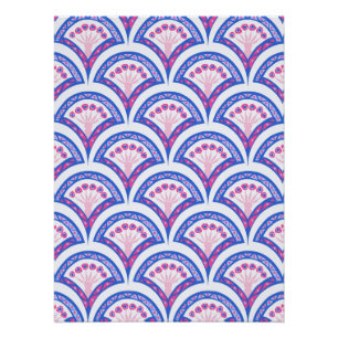 Poster motif damassé floral bleu