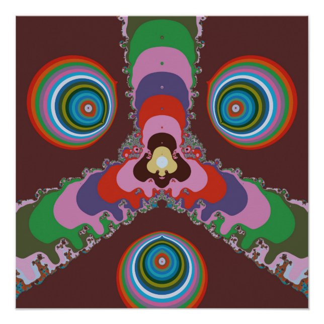 Poster Motif d'art rétro psychédélique des années 70 (Devant)