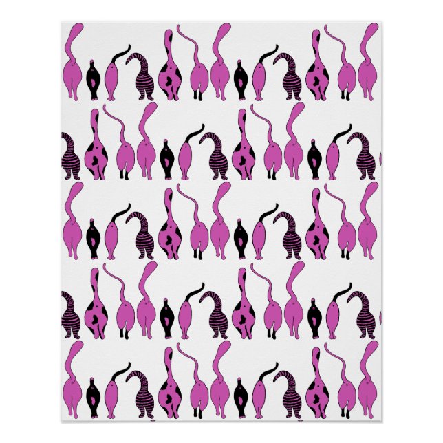 Poster Motif de boutons de chats violets (Devant)