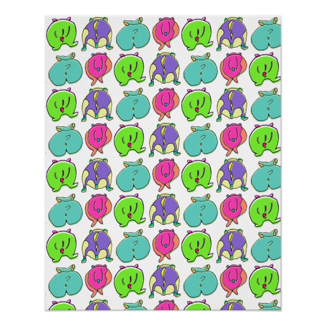 Poster Motif de boutons de hamster coloré (Devant)