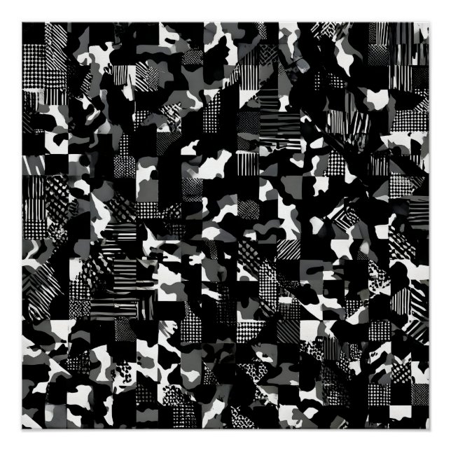 Poster Motif de camouflage noir et blanc "Fractura"  (Devant)