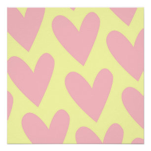 Poster Motif de cœur simple mignon jaune rose Y2K