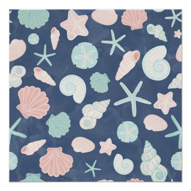 Poster motif de coquillages (Devant)